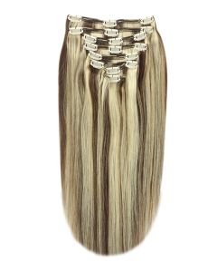 Remy Human Hair extensions straight - bruin / blond 4/613