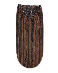 Remy Human Hair extensions straight - zwart / rood 1B/30