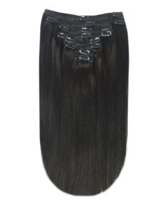 Remy Human Hair extensions Double Weft straight 18" - zwart 1B#