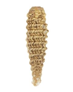 Remy Human Hair extensions curly 18" - blond 27/613