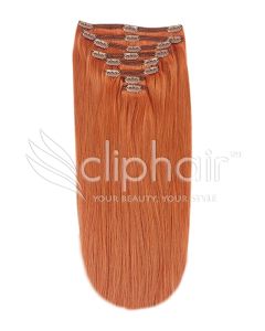 Remy Human Hair extensions Double Weft straight 22" - rood 350#