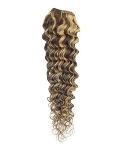 Remy Human Hair extensions curly - bruin / rood 4/27#