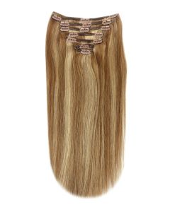 Remy Human Hair extensions straight 20" - bruin / blond 6/27