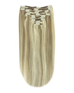 Remy Human Hair extensions straight 16" - bruin / blond 9/613