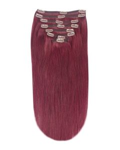 Remy Human Hair extensions straight - red 99J#