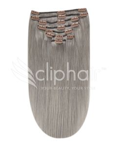 Remy Human Hair extensions Double Weft straight 16" - Silver Grey#